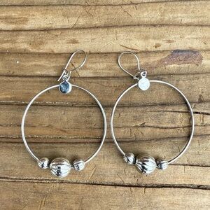 Bundle 3 for 50% off 1970s Deadstock Silver Toned Circle and Bead Earrings